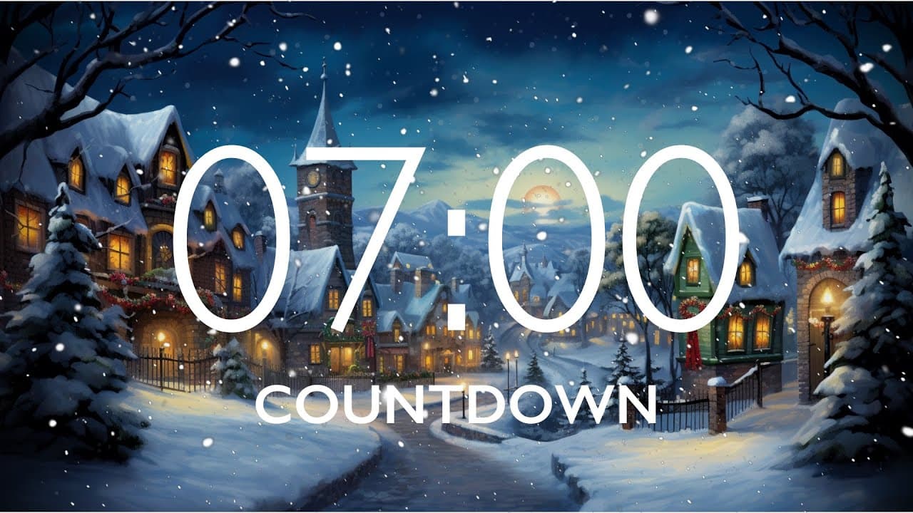 7 Minute Timer with Relaxing Music and Alarm – Snow Night Background