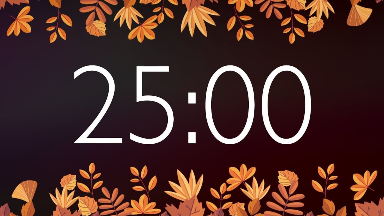 25 Minute Fall Timer with Gentle Alarm (No Music) – Autumn Leaves Background