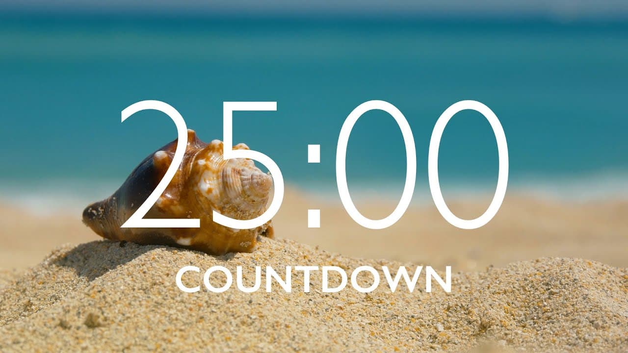 25 Minute Timer with Music and Alarm – Beach Background