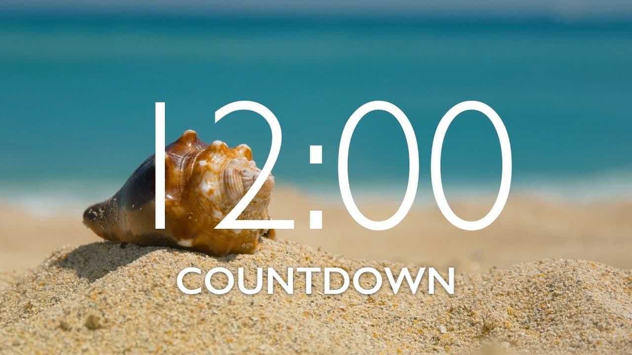 12 Minute Timer with Music and Alarm – Beach Background