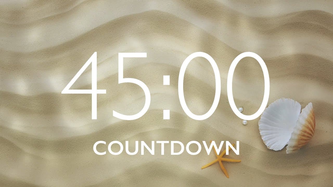 45 Minute Timer with Relaxing Music and Alarm – Sand Background