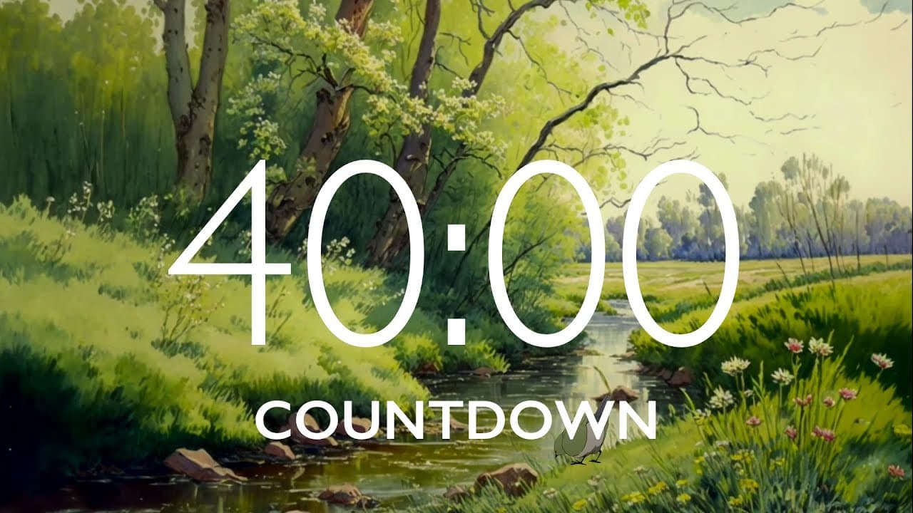 40 Minute Timer with Relaxing Music and Alarm – Meadow Background